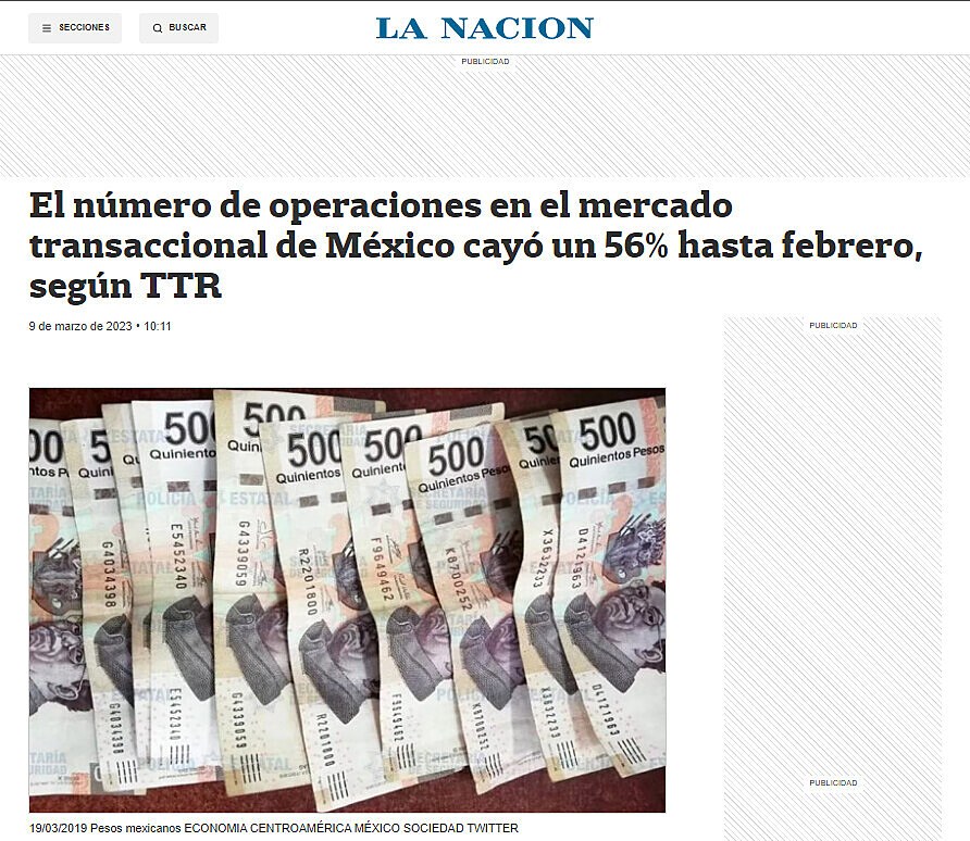 El nmero de operaciones en el mercado transaccional de Mxico cay un 56% hasta febrero, segn TTR